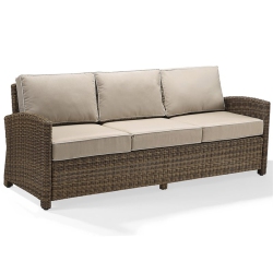 CROSLEY FURNITURE Bradenton Outdoor Wicker Patio Sofa In And Sand In Brown