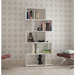MANHATTAN COMFORT Petrolina 12.2" 5-Shelf Particle Board With Drawers, Cabinets - In White