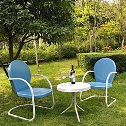 CROSLEY FURNITURE Griffith 3 Metal Outdoor Seating Set In In Sky Blue