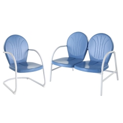 CROSLEY FURNITURE Griffith 2 Piece Metal Patio Sofa Set In In Sky Blue