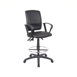 BOSS OFFICE PRODUCTS Multi Function Leatherplus Drafting Stool With Loop Arms