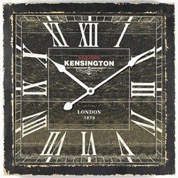 YOSEMITE HOME DECOR Yosemite Square Skip Movement Wall Clock With Distressed Frame In Black