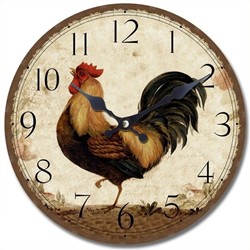 YOSEMITE HOME DECOR Yosemite Circular Wooden Skip Movement Wall Clock With Rooster Print