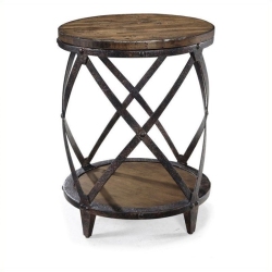 BEAUMONT LANE Round Accent Table In Distressed Pine