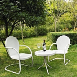 CROSLEY FURNITURE Griffith 3 Piece Metal Patio Conversation Set In In White