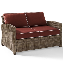 CROSLEY FURNITURE Bradenton Wicker Patio Loveseat In And Sangria In Brown