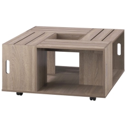 FURNITURE OF AMERICA Conteery Wood Coffee Table With Casters In Weathered In White