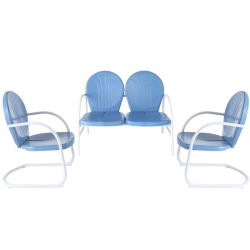 CROSLEY FURNITURE Griffith 3 Piece Metal Patio Sofa Set In In Sky Blue