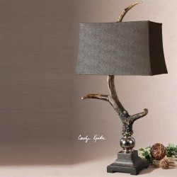 UTTERMOST Stag Horn Dark Shade Table Lamp In Burnished Bone In Ivory