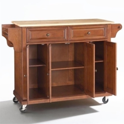 CROSLEY FURNITURE Natural Wood Top Kitchen Cart In Cherry