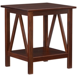 LINON HOME DECOR Linon Titian Solid Pine Wood End Table In Tobacco In Brown
