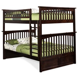 ATLANTIC FURNITURE Columbia Full Over Full Traditional Bunk Bed - Double (Full) - Walnut