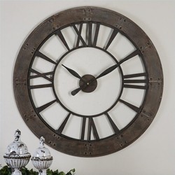 UTTERMOST Ronan Wall Clock In Dark Rustic Bronze
