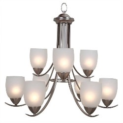 YOSEMITE HOME DECOR Mirror Lake 9 Lights Chandelier In Brushed Nickel