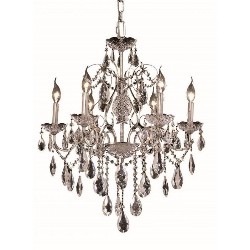ELEGANT LIGHTING St. Francis 24" 6 Light Royal Crystal Chandelier