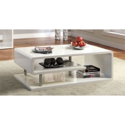 FURNITURE OF AMERICA Lazer Geometric Wood Coffee Table In Glossy In White