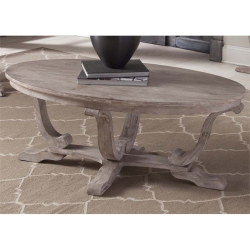 LIBERTY FURNITURE Greystone Mill Light Wood Oval Cocktail Table In Gray
