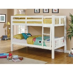 FURNITURE OF AMERICA Yasmine Twin Over Twin Transitional Bunk Bed - Twin (Single) - In White