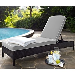 CROSLEY FURNITURE Palm Harbor Patio Wicker Chaise Lounge With Cushions In Gray