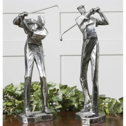 UTTERMOST Practice Shot Metallic Statues In (Set Of 2) In Silver