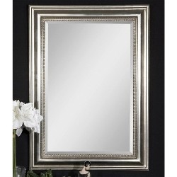 UTTERMOST Stuart Beaded Mirror In Silver With Glaze In Gray