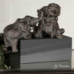 UTTERMOST Playful Pachyderms Figurines In Antique Bronze
