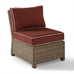 CROSLEY FURNITURE Bradenton Outdoor Wicker Sectional Center Chair With Sangria Cushions