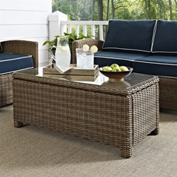 CROSLEY FURNITURE Bradenton Outdoor Wicker Glass Top Table