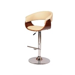 ARMEN LIVING Faux Leather Bar Stool Chair - Set Of 1 - Chrome; Cream; In Black