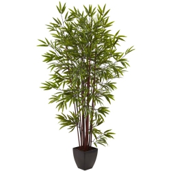 NEARLY NATURAL 72" Bamboo Silk Tree With Planter In Green/black