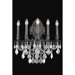 ELEGANT LIGHTING Monarch 21" 5 Light Royal Crystal Wall Sconce