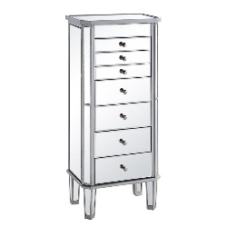 ELEGANT LIGHTING Danville 7 Drawer Mirrored Jewelry Armoire In In Silver