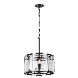 ELEGANT LIGHTING Monaco 17" 4 Light Glass Crystal Pendant Lamp