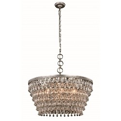 ELEGANT LIGHTING Nordic 28" 6 Light Royal Crystal Pendant Lamp