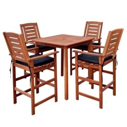 SONAX Corliving Miramar 5 Piece Hardwood Patio Pub Set In Cinnamon In Brown