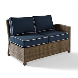 CROSLEY FURNITURE Bradenton Wicker Sectional Loveseat With Cushions In Navy