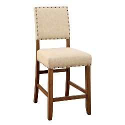 FURNITURE OF AMERICA Contemporary Bar Stool Chair - Set Of 2 - In Beige
