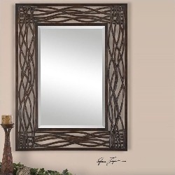UTTERMOST Dorigrass Metal Mirror In Distressed Mocha In Brown