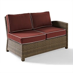 CROSLEY FURNITURE Bradenton Wicker Sectional Loveseat With Sangria Cushions