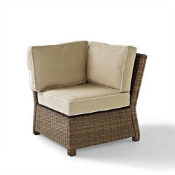 CROSLEY FURNITURE Bradenton Outdoor Wicker Sectional Corner Chair With Cushions In Sand