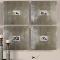 UTTERMOST Historical Buildings Framed Art In (Set Of 4) In Silver