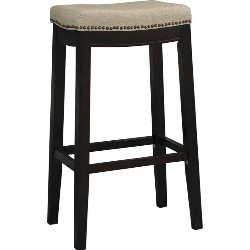 LINON Fabric Bar Stool Chair - Set Of 1 - Dark Walnut