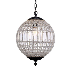 ELEGANT LIGHTING Olivia 12" Royal Crystal Pendant Lamp In Bronze