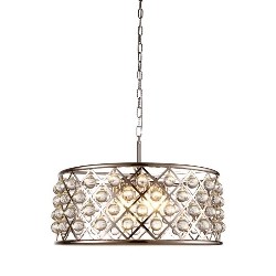 ELEGANT LIGHTING Madison 25" 6 Light Royal Crystal Pendant Lamp