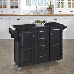 HOMESTYLES Create-A-Cart Wood Kitchen Cart In In Black