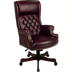 OFFICE STAR Traditional Vinyl Executive Office Chair In In Mahogany