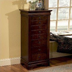 POWELL FURNITURE Louis Philippe Marquis Cherry Jewelry Armoire