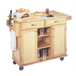 HOMESTYLES General Line Wood Rolling Kitchen Cart In In Brown