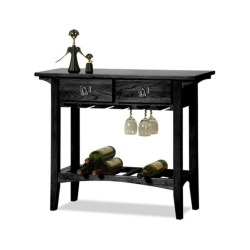 LEICK FURNITURE Wood Mission Wine Stand With Storage Drawers In In Black
