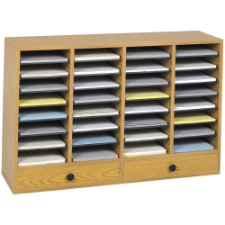 SAFCO Medium Oak Wood Adjustable 32 Compartment File Organizer With Drawer